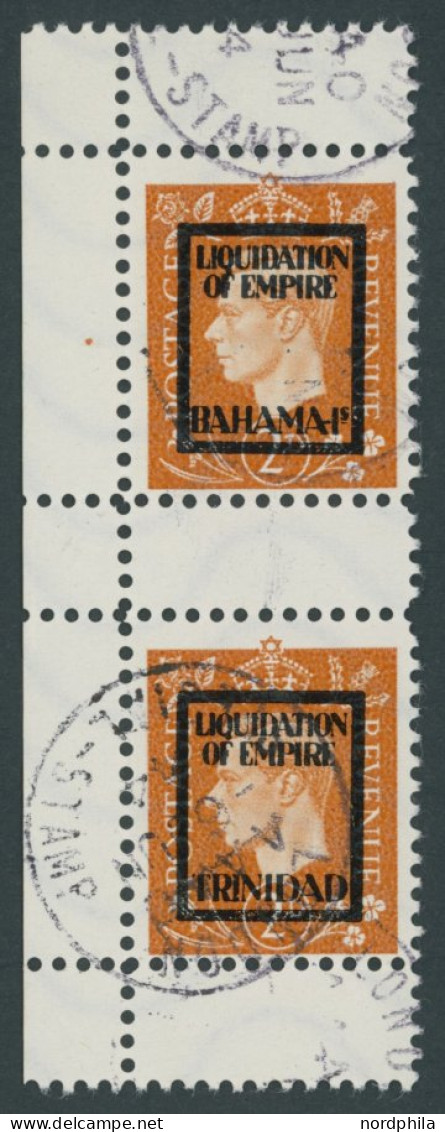 PROPAGANDAFÄLSCHUNGEN 12IVf,eZS O, 1944, 2 P. König Georg VI, Aufdruck Bahamas Und Trinidad Im Senkrechten Zwischenstegp - Occupation 1938-45