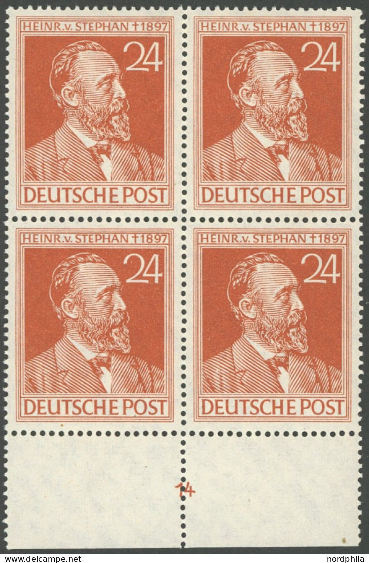 ALLIIERTE BES. 963 Pl.Nr. , 1947, 24 Pf. Stephan Im Unterrand Mit Plattennummer 14, Postfrisch, Pracht - Other & Unclassified
