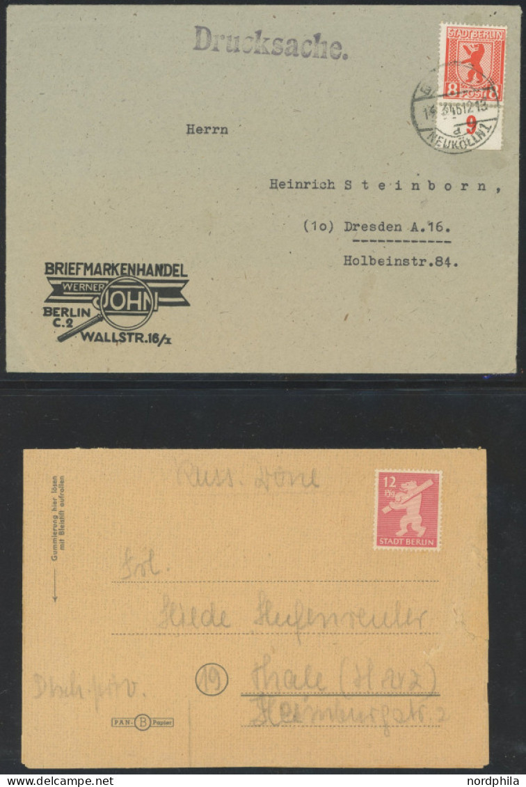 BERLIN UND BRANDENBURG o,Brief , kleiner Sammlungsteil von 70 Werten und 11 Belegen