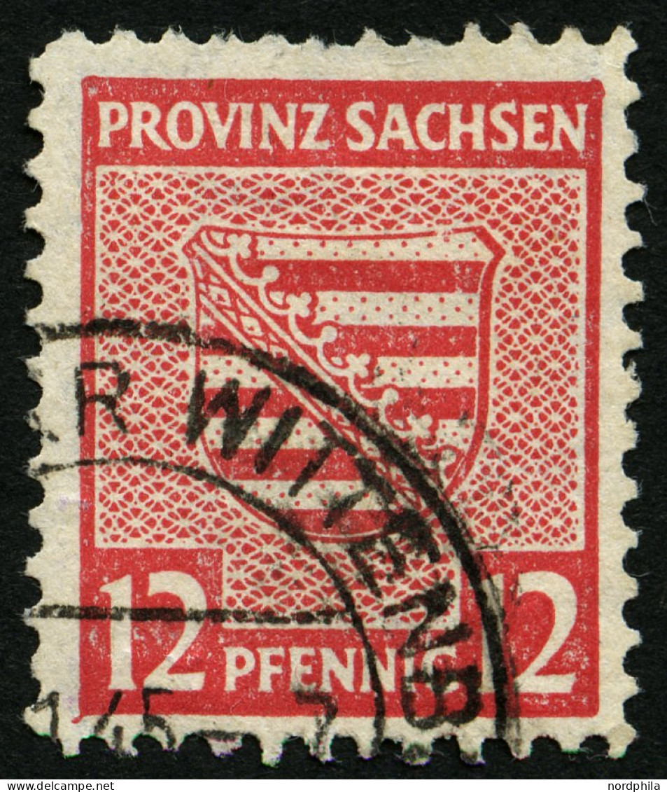 PROVINZ SACHSEN 71XA O, 1945, 12 Pf. Dunkelrosarot, Vierseitig Gezähnt, Feinst (kleine Zahnfehler), Gepr. Schulz, Mi. 10 - Other & Unclassified