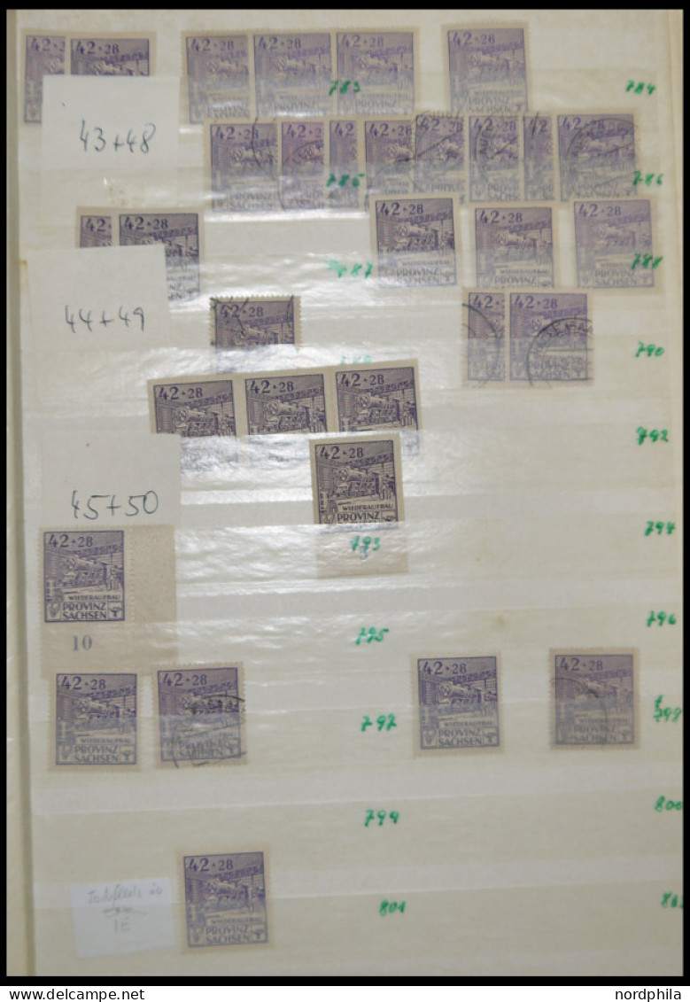 PROVINZ SACHSEN 87-89A/B ,o , Wiederaufbau, umfangreiches dickes Dublettenbuch von einem Spezialisten zusammengetragen, 