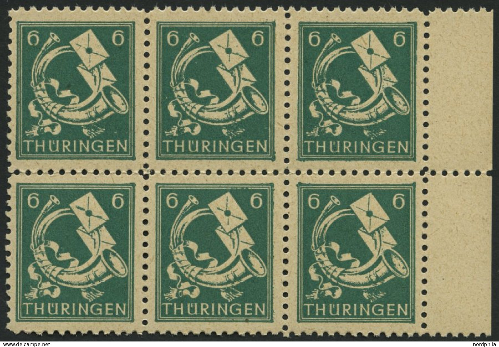 THÜRINGEN 95AXbs , 1945, 6 Pf. Schwärzlichbläulichgrün, Vollgummierung, Hellchromgelbes Papier, Hochglanzgummierung, Im  - Other & Unclassified