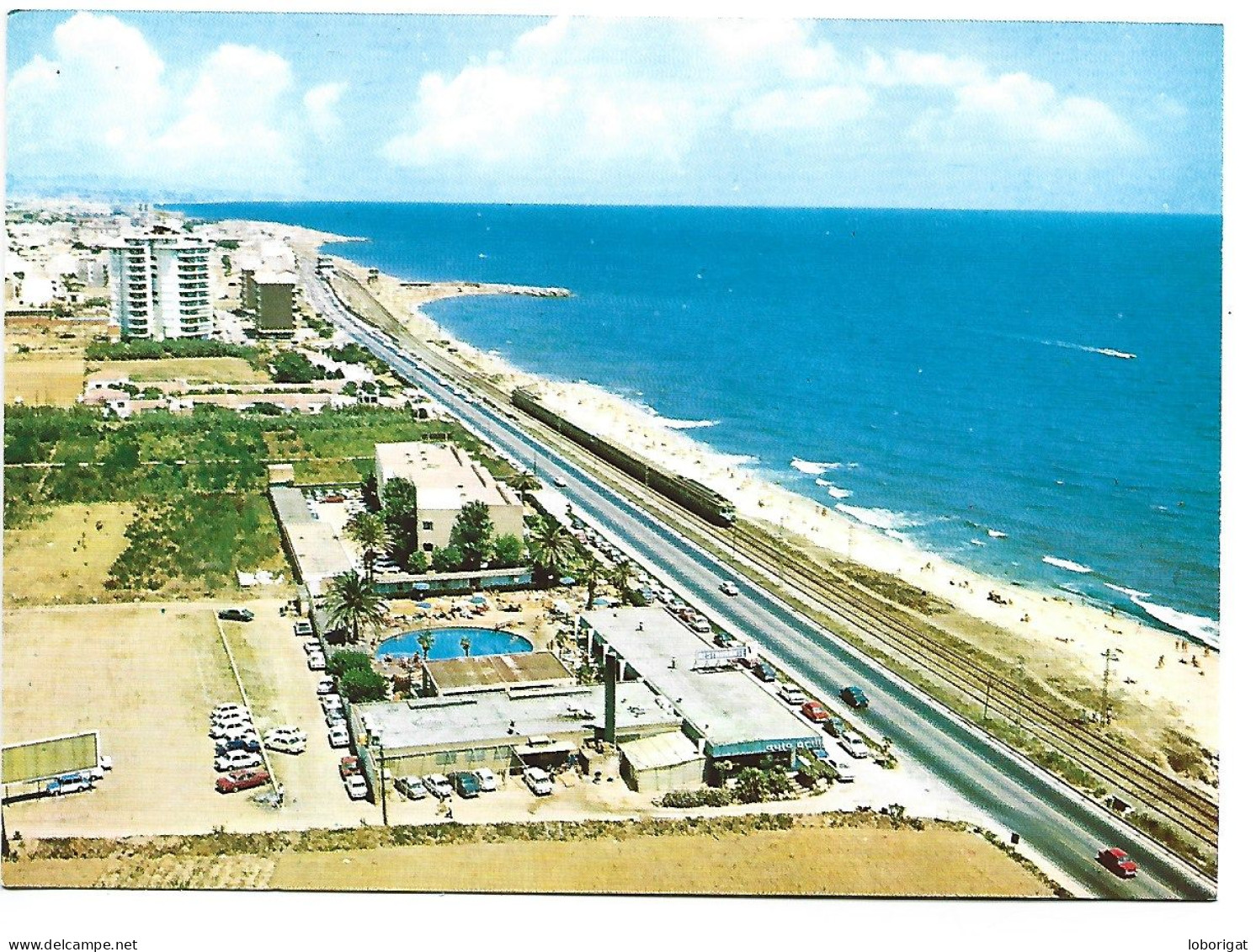 VISTA AEREA DE LA PLAYA, APARTAMENTOS, FERROCARRIL Y RESTAURANTE DOYEN.- VILASSAR DE MAR.-  BARCELONA.- ( CATALUNYA ) - Barcelona