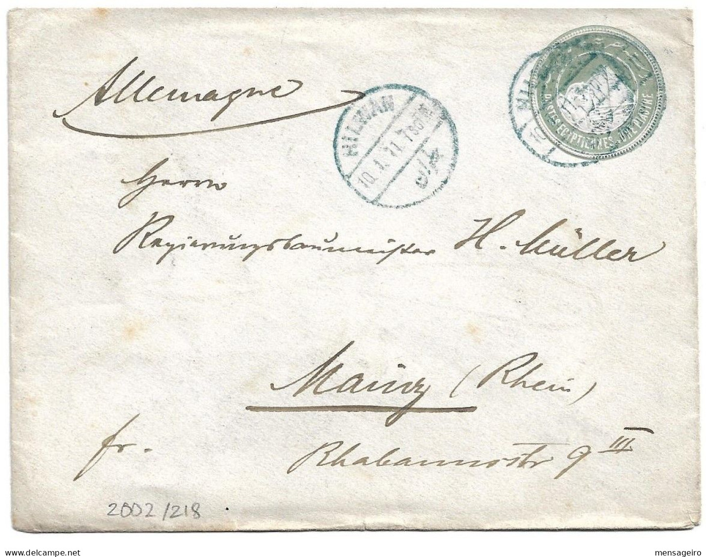 (C04) 1P. STATIONERY COVER - HILWAN (IN BLUE) => GERMANY 1911 - 1866-1914 Khedivato De Egipto