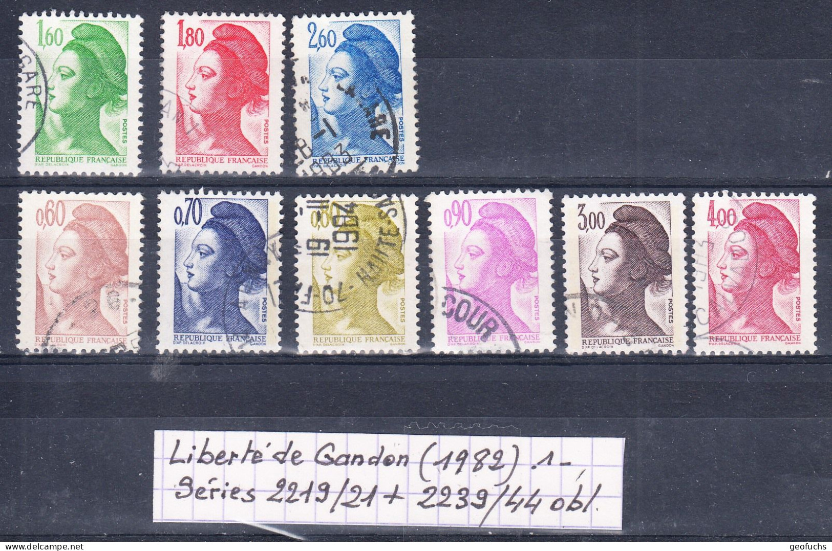 France Liberté De Gandon (1982) Y/T Séries 2219/21 + 2239/44 Oblitérés (lot1) - 1982-1990 Libertà Di Gandon