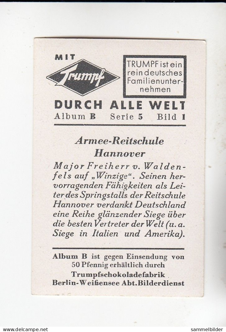 Mit Trumpf Durch Alle Welt Armee Reitschule Hannover Major Waldenfels Auf Winzige B Serie 5 #1 Von 1933 - Autres Marques