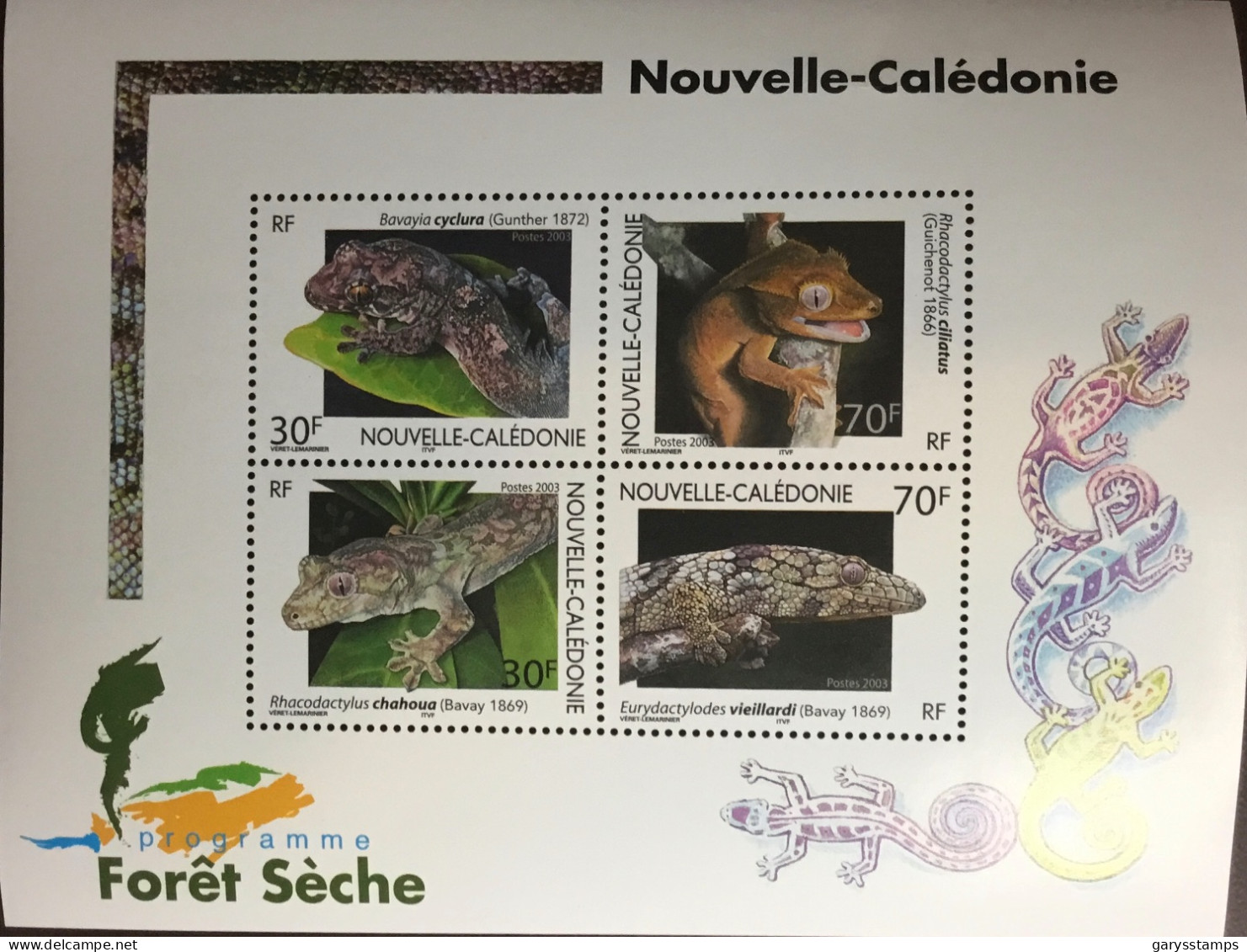 New Caledonia Caledonie 2003 Geckos Reptiles Sheetlet MNH - Altri & Non Classificati