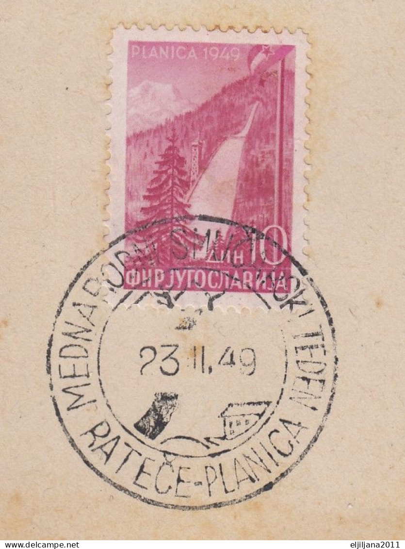 ⁕ Yugoslavia - Slovenia 1949 ⁕ PLANICA Ski Jumping Mi.570-571 International Ski Week ⁕ Commemorative Postmark On Paper - Gebruikt