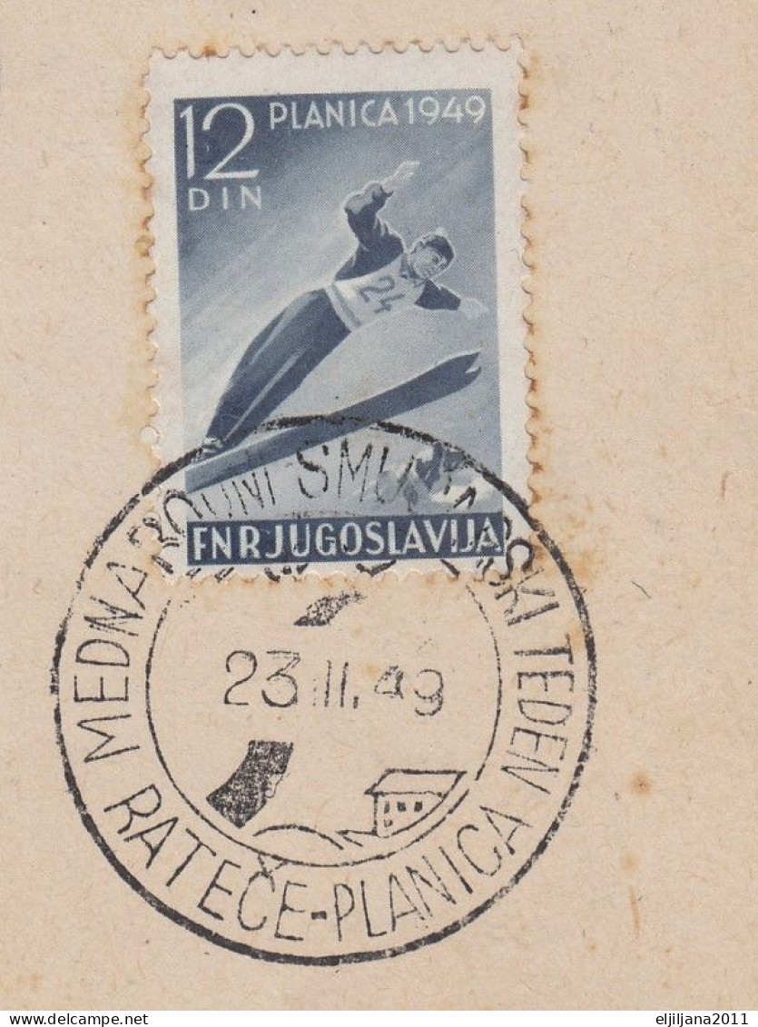 ⁕ Yugoslavia - Slovenia 1949 ⁕ PLANICA Ski Jumping Mi.570-571 International Ski Week ⁕ Commemorative Postmark On Paper - Usati