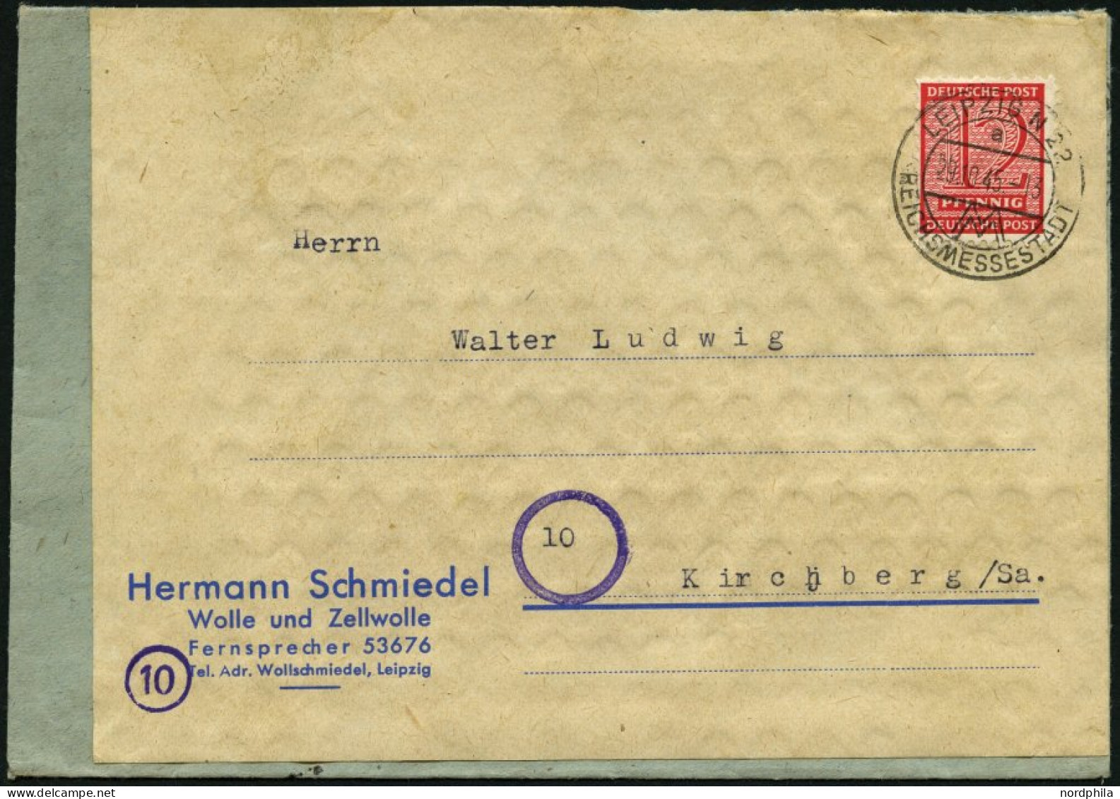 WEST-SACHSEN 123X BRIEF, 1945, 12 Pf. Versuchszähnung Auf Prachtbrief - Other & Unclassified