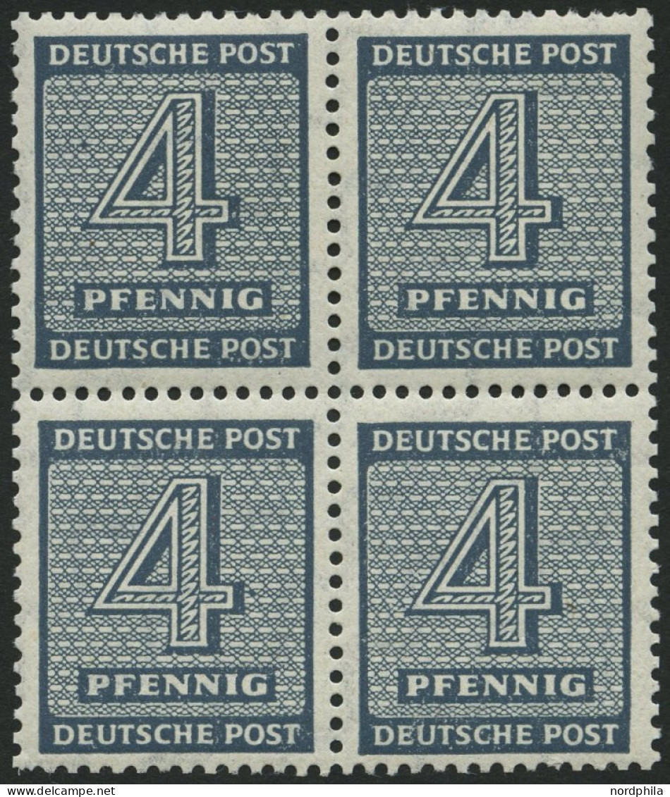 WEST-SACHSEN 127Xb VB , 1945, 4 Pf. Blaugrau, Wz. 1X, Im Viererblock, Pracht, Gepr. Ströh, Mi. 200.- - Sonstige & Ohne Zuordnung
