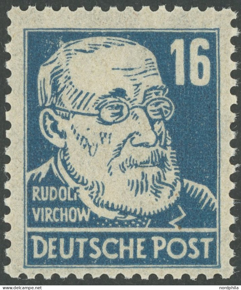 ALLGEMEINE-AUSGABEN 218ay , 1948, 16 Pf. Preußischblau Virchow, Senkrechte Borkengummierung, Postfrisch, Pacht, Mi. 100. - Other & Unclassified