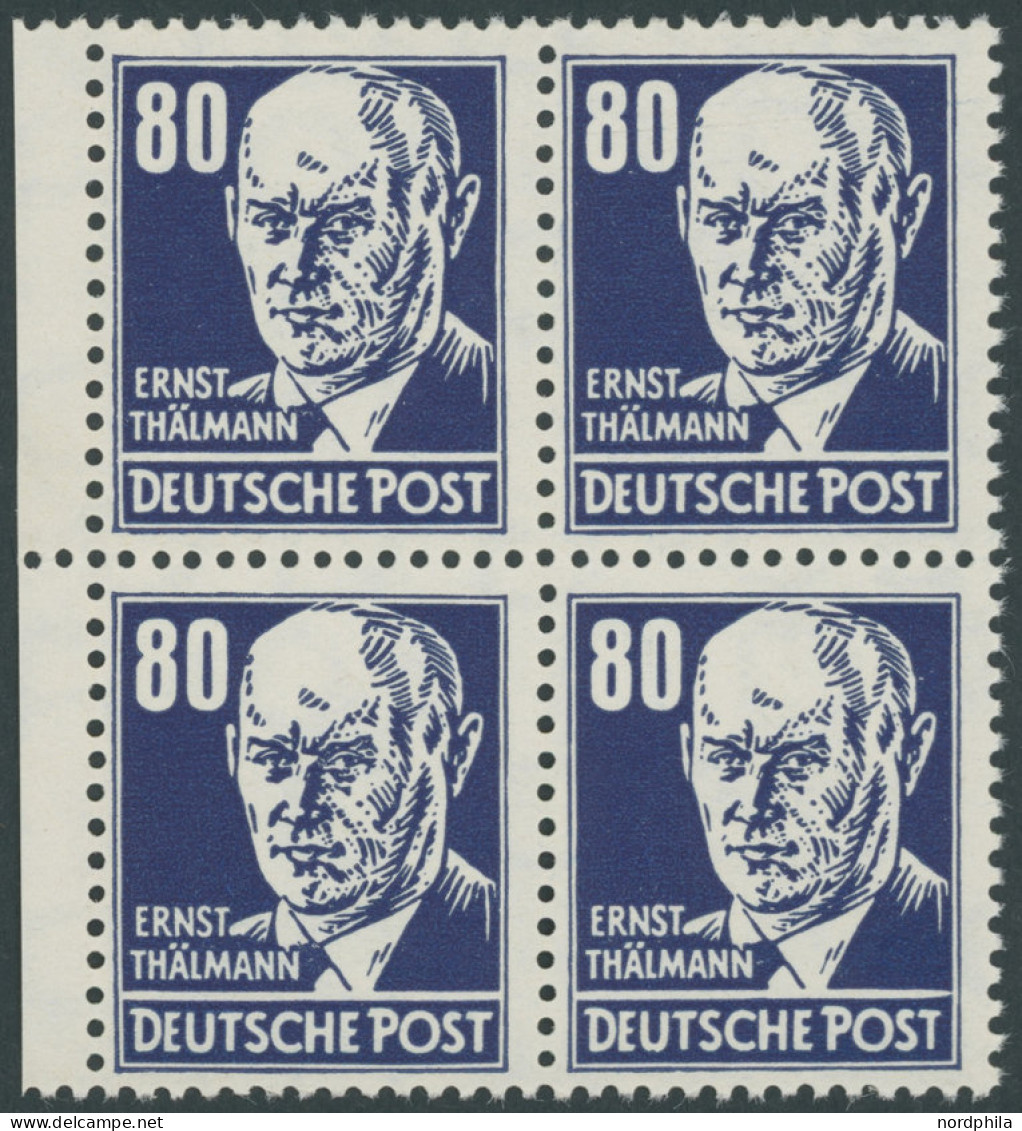 DDR 339PFIV , 1952, 80 Pf. Thälmann Mit Plattenfehler T Von Post Rechts Spitz Und Weiße Einfassungslinie Rechts Verengt  - Usati