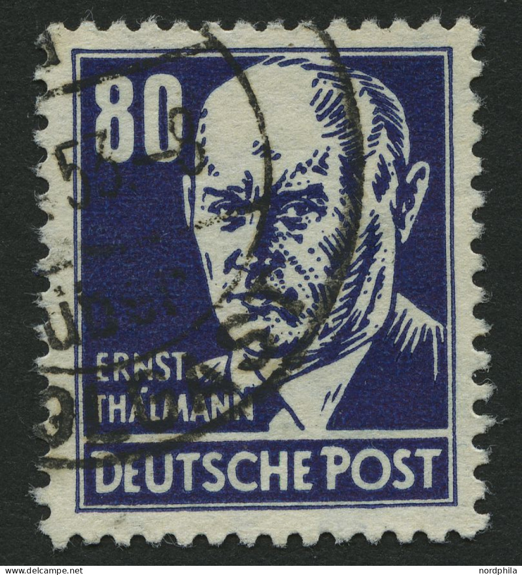 DDR 339zXII O, 1953, 80 Pf. Thälmann, Gewöhnliches Papier, Wz. 2XII, Pracht, Gepr. Schönherr, Mi. 60.- - Oblitérés