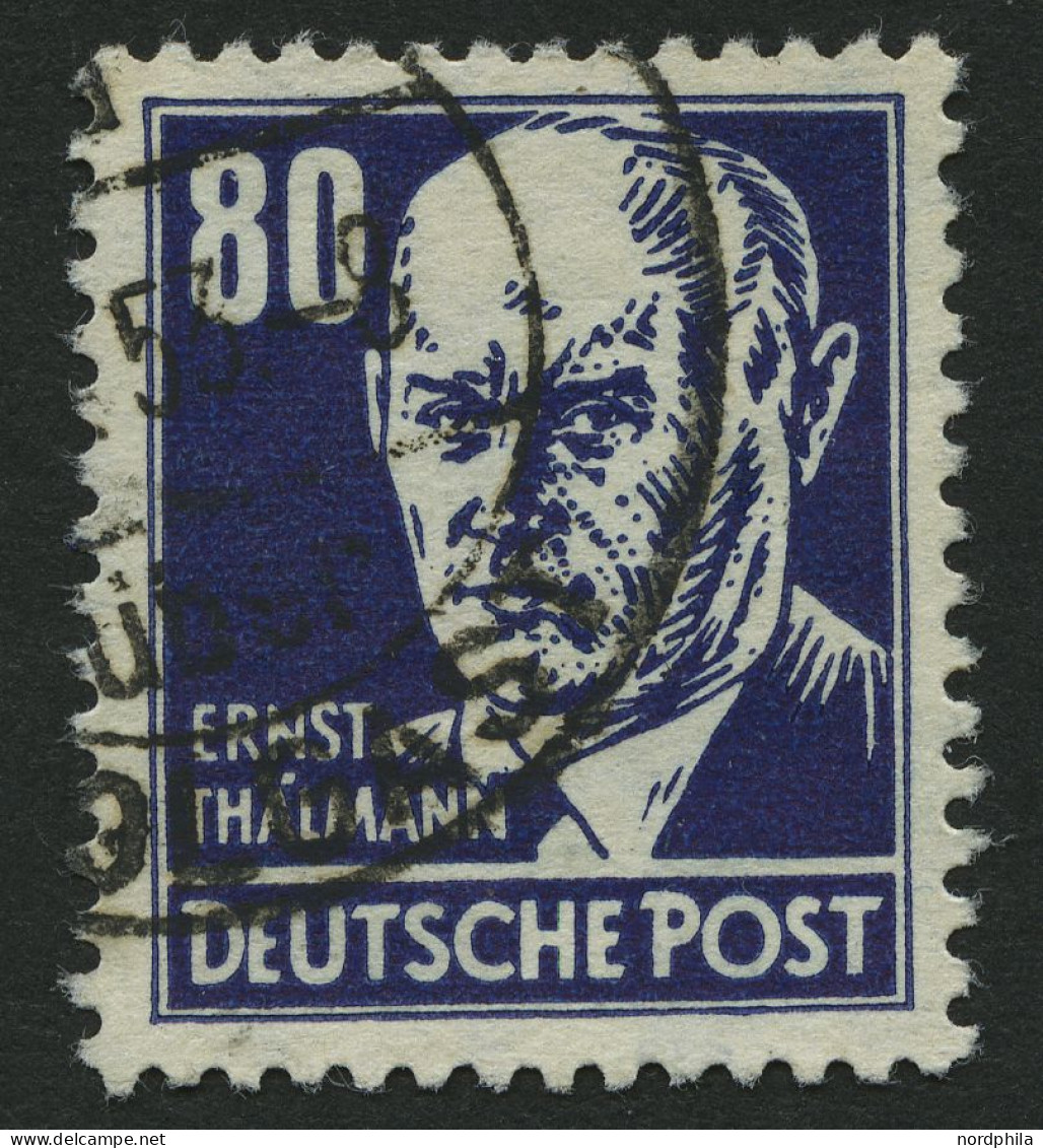 DDR 339zXII O, 1953, 80 Pf. Thälmann, Gewöhnliches Papier, Wz. 2XII, Pracht, Gepr. Schönherr, Mi. 60.- - Gebruikt