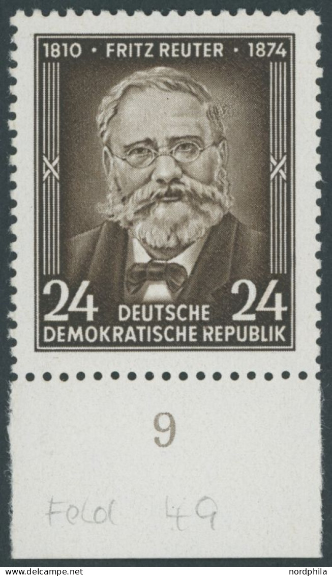 DDR 430I , 1954, 24 Pf. Fitz Reuter Mit Abart Haarscheitel Retuschiert (Feld 49), Pracht, Mi. 200.- - Used Stamps