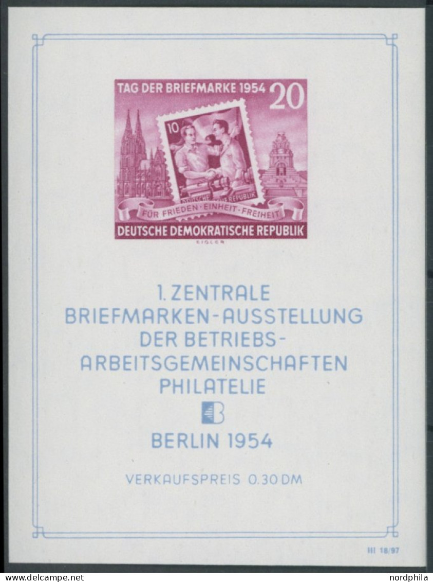 DDR Bl. 10XI , 1954, Block Briefmarkenausstellung, Wz. 2XI, Postfrisch, Pracht, Mi. 150.- - Autres & Non Classés