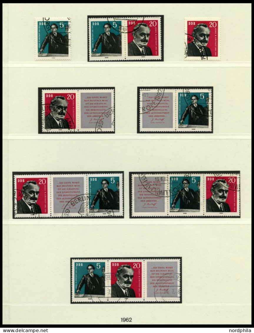 DDR 893/4 O, 1962, Dimitrow, Alle 6 Zusammendrucke Komplett (W Zd 28-33), Pracht - Usati
