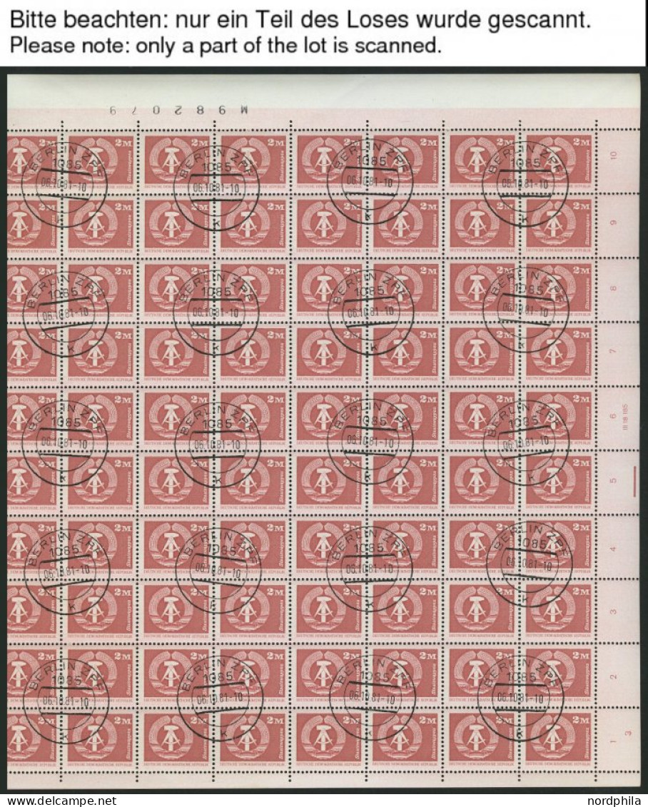 DDR A.2483-2650 O, 1980/1, Aufbau In Der DDR, Komplette Garnitur In Bogen, Pracht, Mi. Ca. 1500.- (ohne Druckereidatum E - Used Stamps