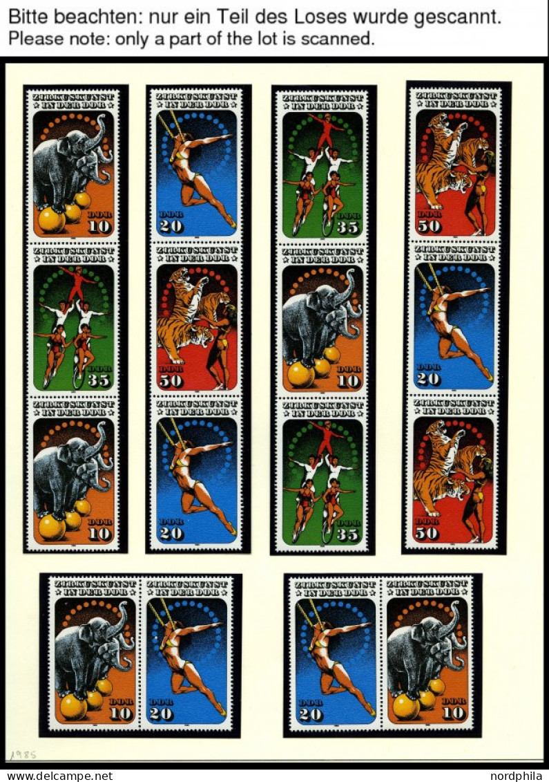 DDR 2983-86 , 1985, Zirkus, Alle 16 Zusammendrucke Komplett (W Zd 645-52 Und S Zd 292-99), Pracht, Mi. 95.- - Used Stamps