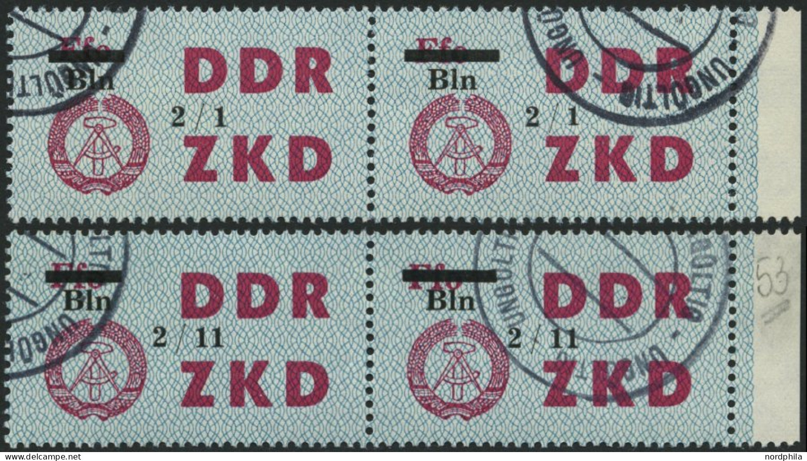 DIENSTMARKEN C D 46I,XI,PFI O, 1964, Laufkontrollzettel Volkseigener Betriebe (VVB), Schwarze Kontrollnummer 2/1 Und 2/1 - Other & Unclassified