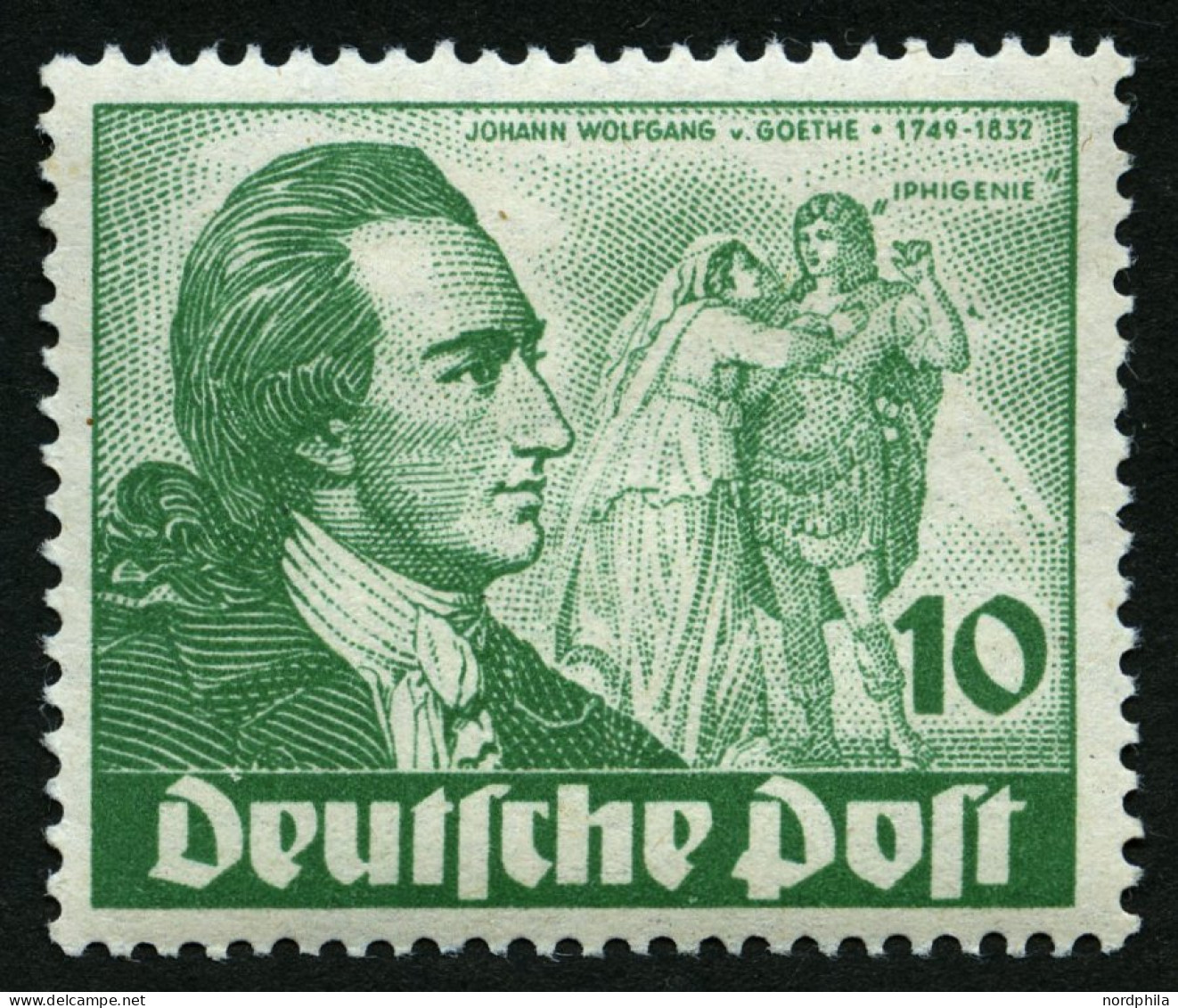 BERLIN 61 , 1949, 10 Pf. Goethe, Pracht, Gepr. Schlegel, Mi. 140.- - Unused Stamps