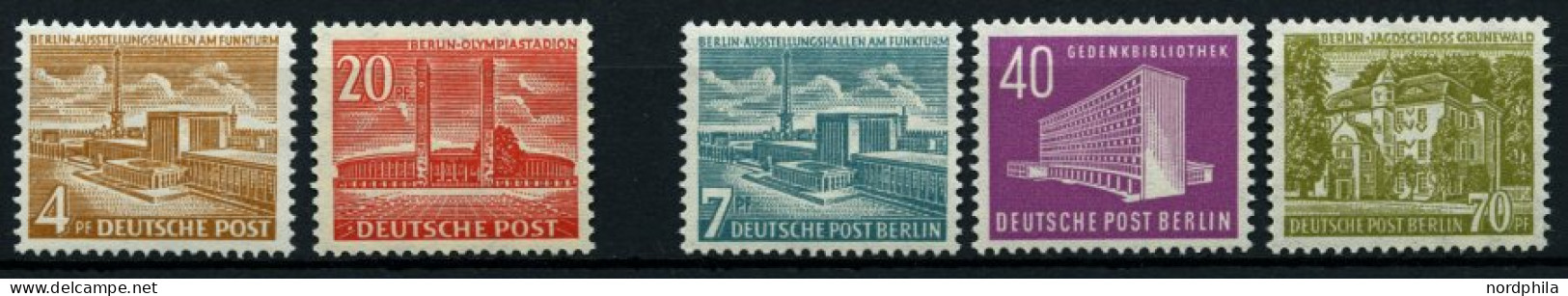 BERLIN 112/3,121-23 , 1953, Bauten II Und III, 5 Prachtwerte, Mi. 200.- - Gebruikt