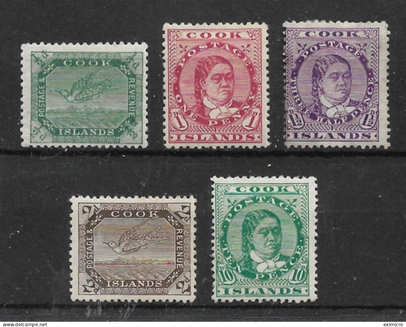 COOK ISLANDS 1913 - 1919 VALUES TO 10d SG 39a, 41, 43, 44, 45 MOUNTED MINT Cat £96 - Islas Cook