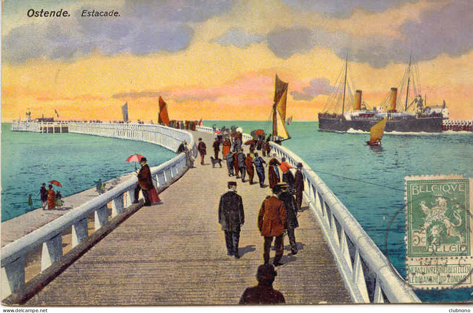 CPA OSTENDE - ESTACADE (TRES BELLE CARTE COLORISEE - VOIR TIMBRE) - Oostende