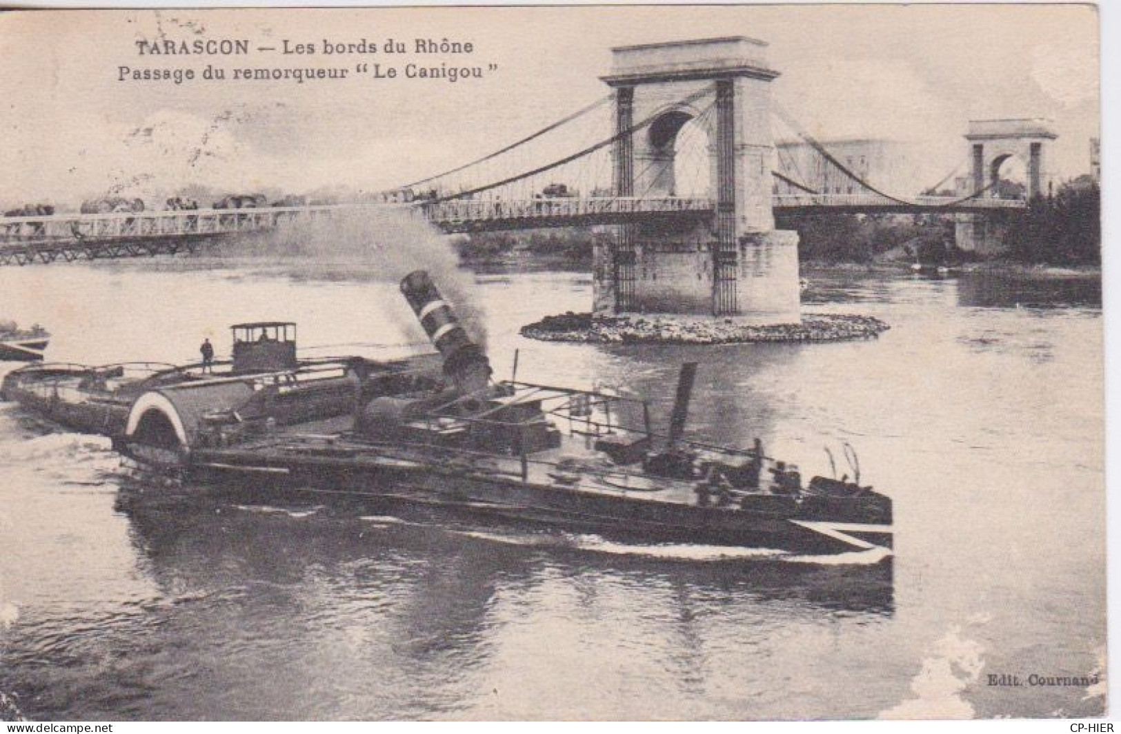 13 - TARASCON - LES BORDS DU RHONE - PASSAGE DU REMORQUEUR LE CANIGOU - Tugboats