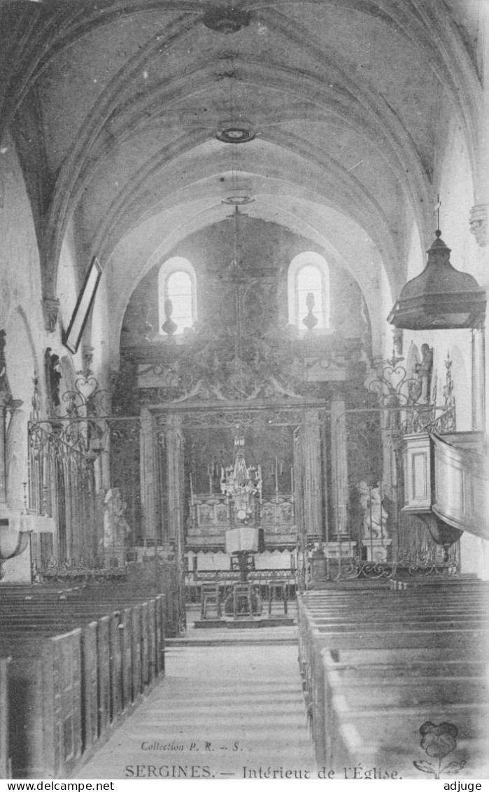 CPA-89- SERGINES - Intérieur De L'Église - Collect.P.R - Carte Pionnière - Dos Non Divisé - Non-écrite * TBE - Sergines