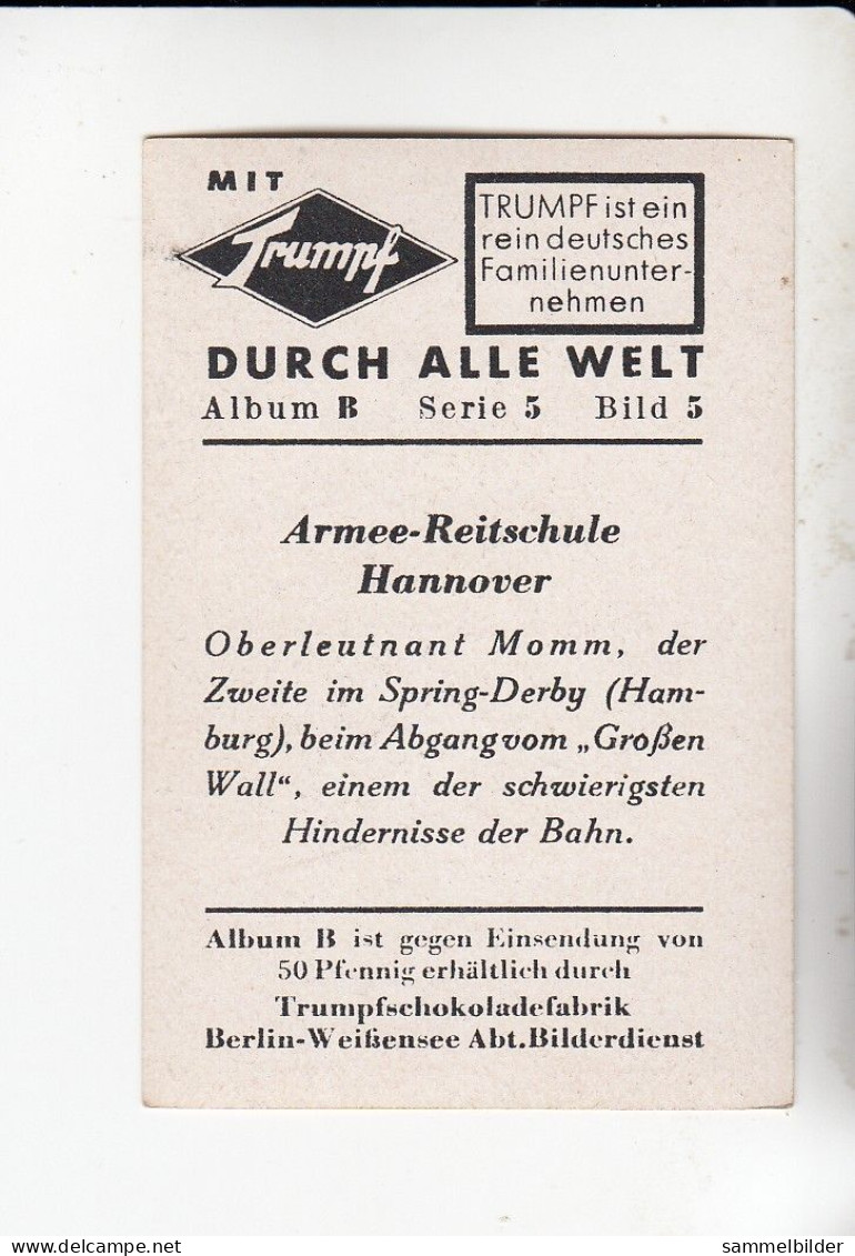 Mit Trumpf Durch Alle Welt Armee Reitschule Hannover Oberleutnant Momm     B Serie 5 #5 Von 1933 - Otras Marcas