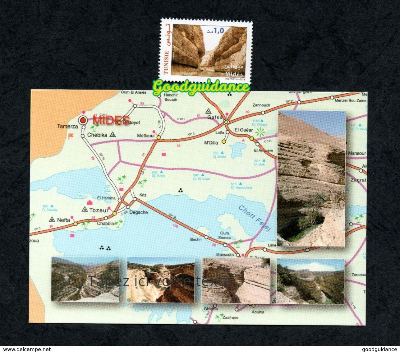 2018- Tunisia- Touristic And Archaeological Sites In Tunisia- Mides Postcard And Stamp MNH** - Archaeology
