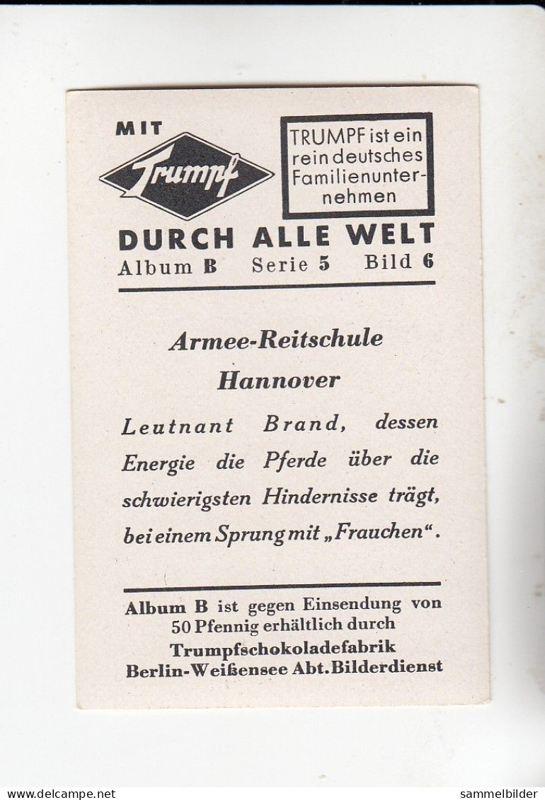 Mit Trumpf Durch Alle Welt Armee Reitschule Hannover Leutnant Brand Auf Frauchen     B Serie 5 #6 Von 1933 - Autres Marques