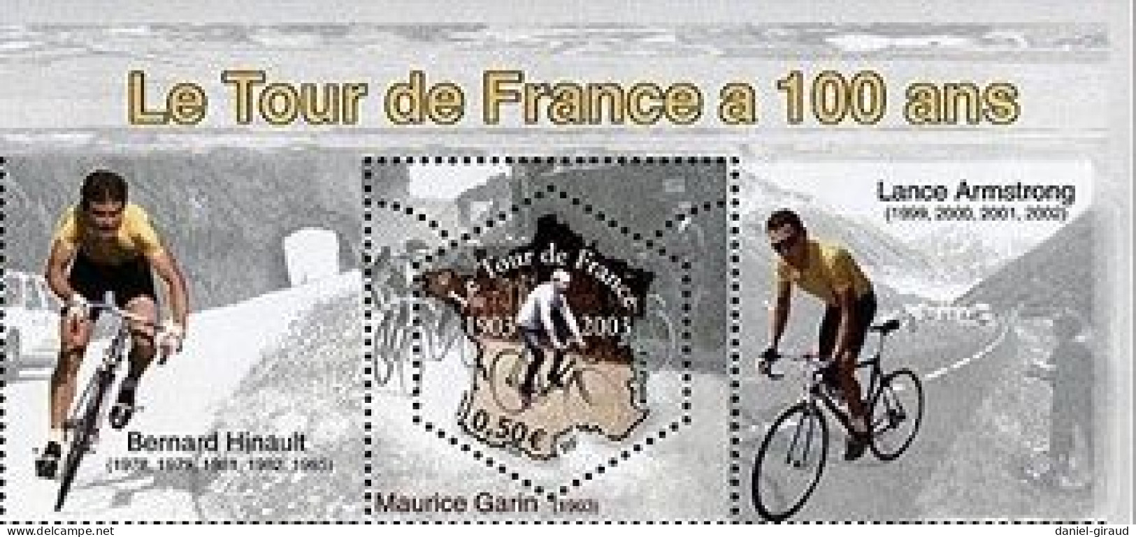 France 2003 Timbre N°YT 3582 MNH** Tour De France (1903-2003) + Vignettes Bernard Hinault Et Lance Armstrong - Nuovi