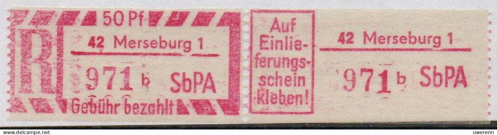 DDR Einschreibemarke Merseburg SbPA Postfrisch, EM2B-42-1bI(1) PU+ Zh - Labels For Registered Mail