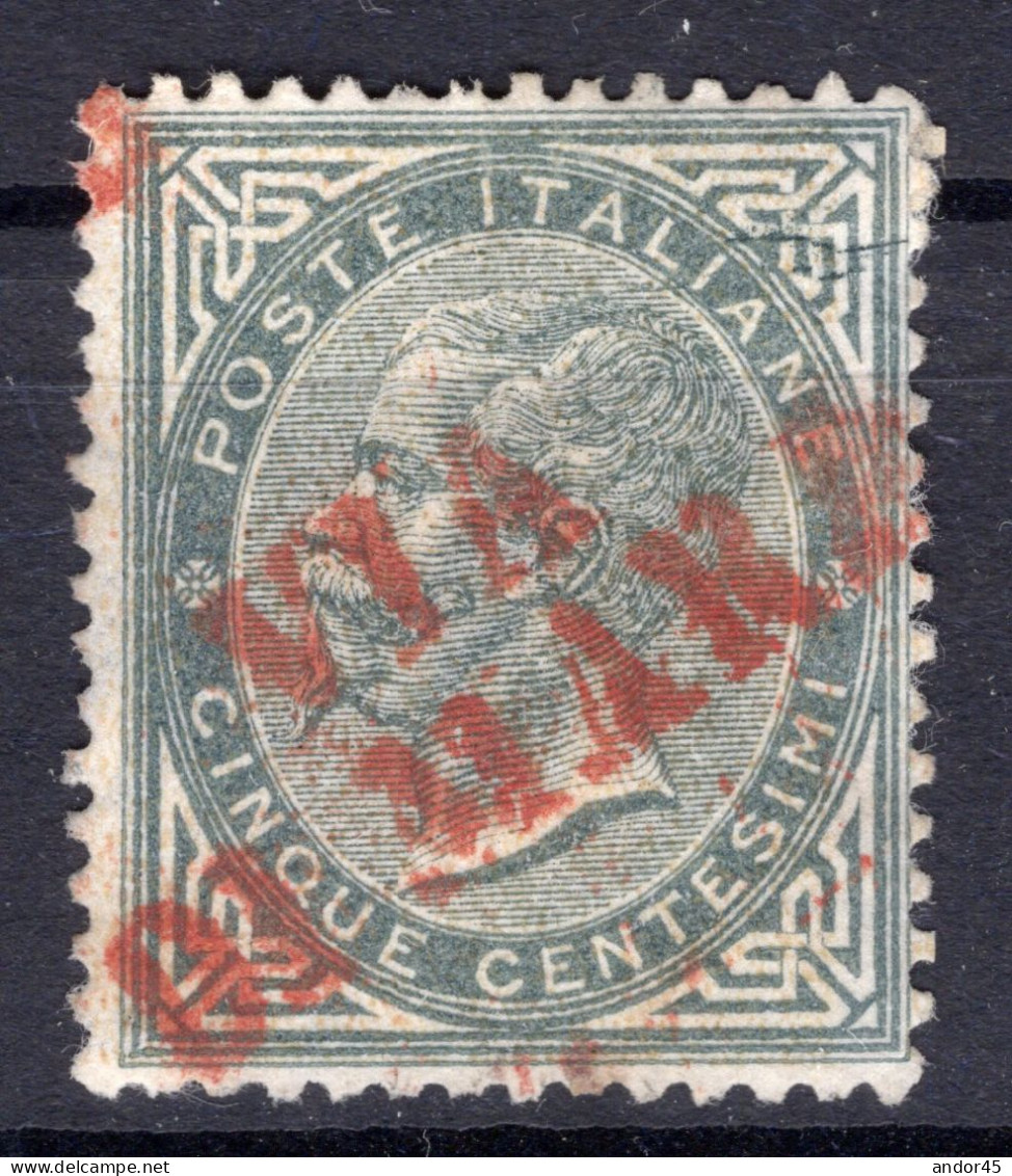 REGNO DE LA RUE C.5 SASS T16 USATO BEN CENTRATO CON L'ANNULLO SD ROSSO SU DUE RIGHE   P4 FIRMA BIONDI MOLTO RARO  Cv---- - Used