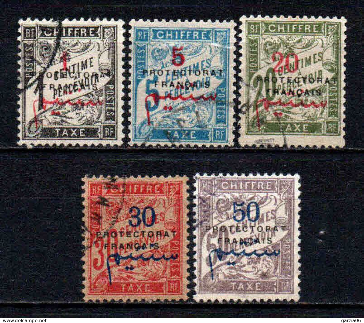 Maroc - 1915 - Timbres Taxe -  N° 17 à 22 Sauf 19 - Oblit - Used - Timbres-taxe