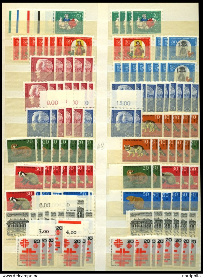 LOTS , postfrische reichhaltige Dublettenpartie von 1965-86, mit Mi.Nr. 270-85 (10x) und 494-507 (8x) etc., Prachterhalt