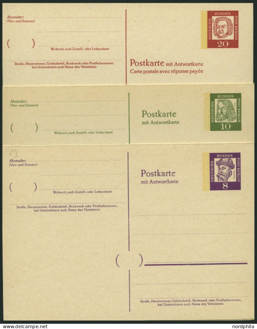 GANZSACHEN P 50-55 BRIEF, 1961, Bedeutende Deutsche In Antiqua, Komplett, Ungebraucht, 6 Prachtkarten, Mi. 54.- - Verzamelingen