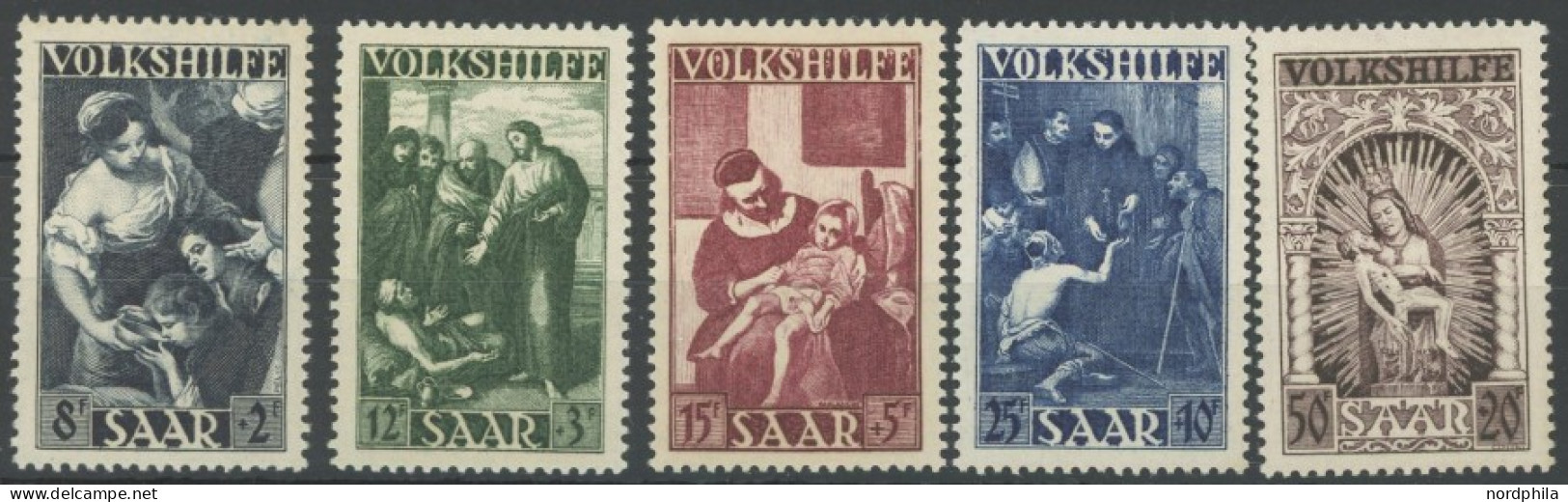 SAARLAND 267-71 , 1949, Volkshilfe, Postfrischer Prachtsatz, Mi. 120.- - Other & Unclassified