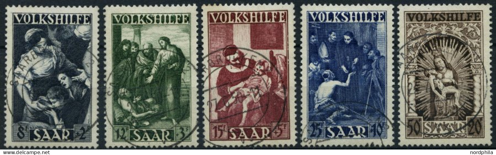 SAARLAND 267-71 O, 1949, Volkshilfe, Prachtsatz, Fotoattest Geigle, Mi. 650.- - Autres & Non Classés