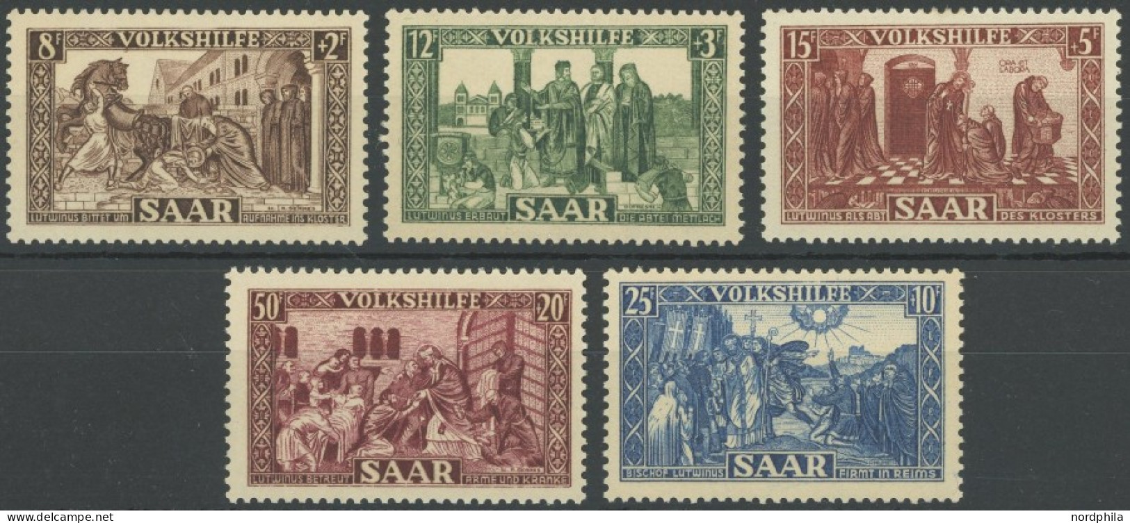 SAARLAND 299-303 , 1950, Volkshilfe, Postfrischer Prachtsatz, Mi. 75.- - Autres & Non Classés