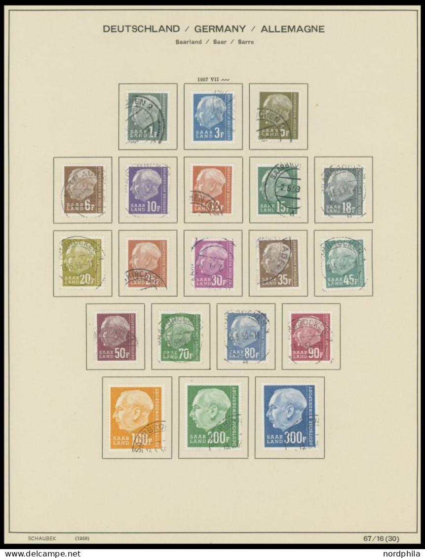 SAMMLUNGEN, LOTS O, , 1947-56, Meist Gestempelte Sammlung Saarland Mit Diversen Mittleren Ausgaben, Fast Nur Prachterhal - Colecciones & Series