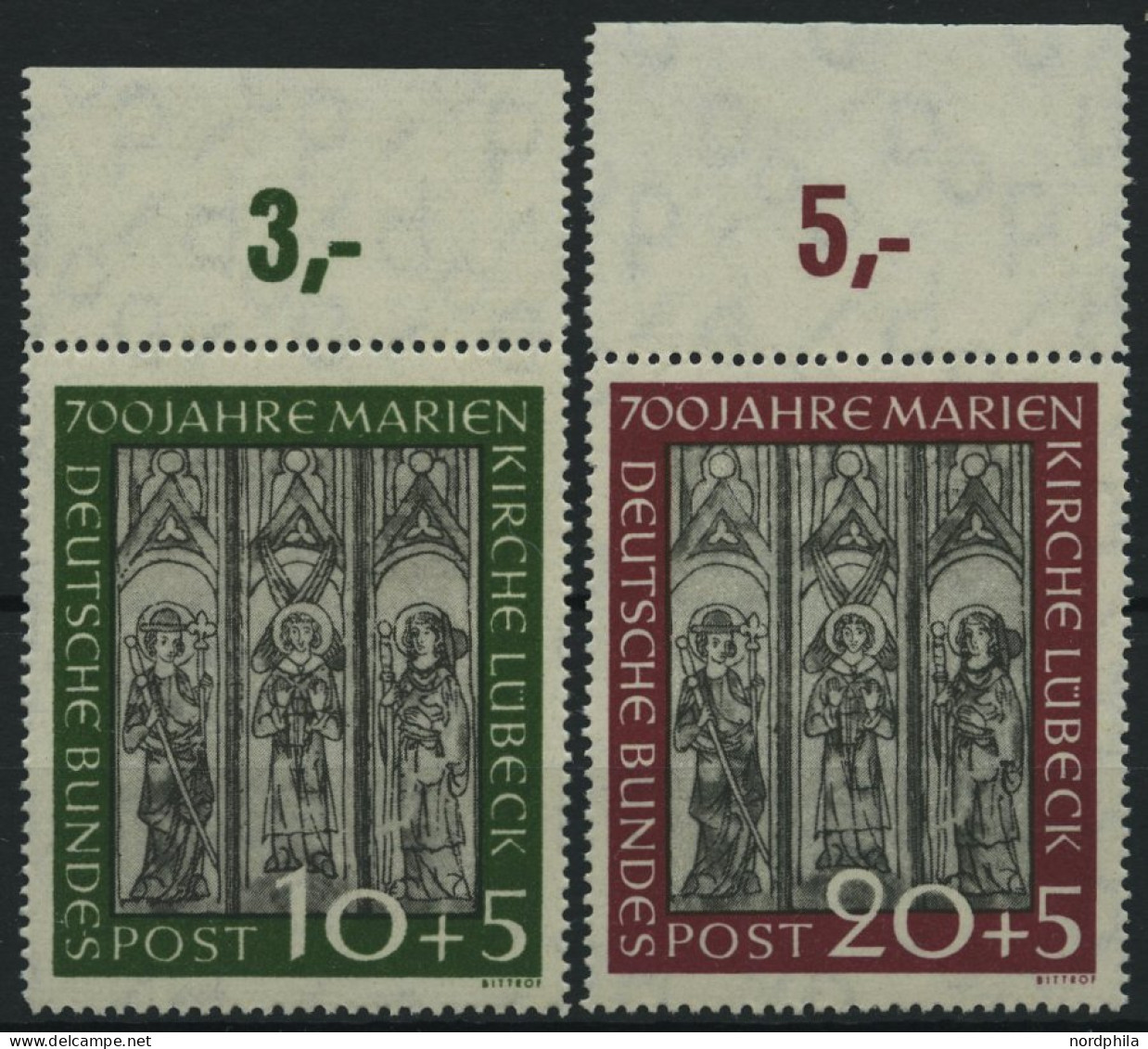 BUNDESREPUBLIK 139/40 , 1951, Marienkirche Vom Oberrand, Pracht, Mi. (220.-) - Unused Stamps