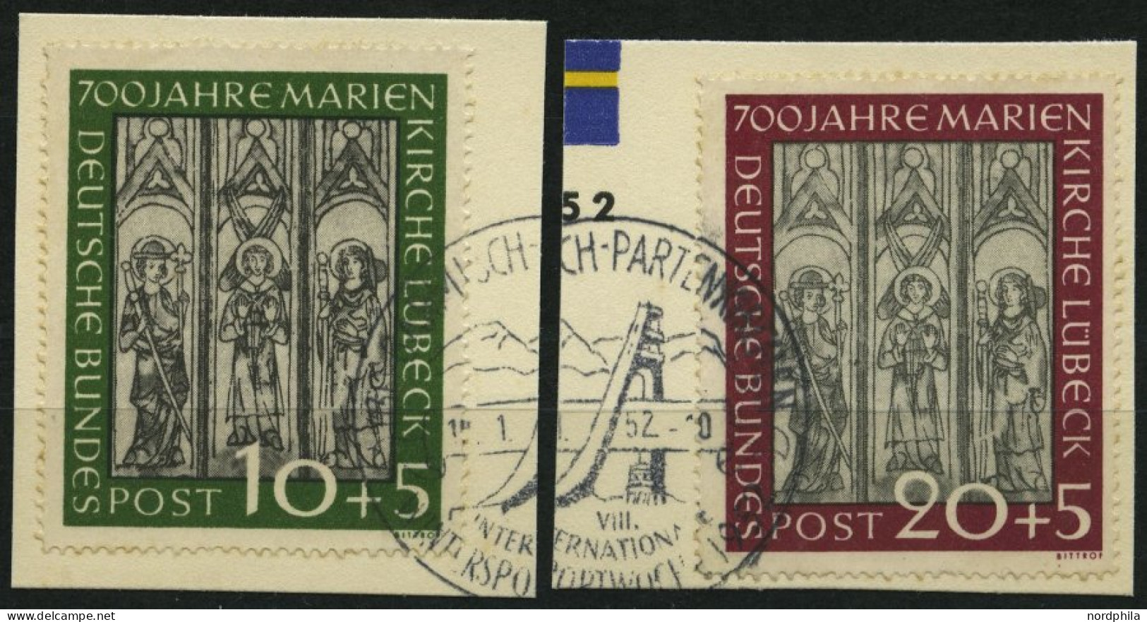 BUNDESREPUBLIK 139/40 BrfStk, 1951, Marienkirche, üblich Gezähnt Pracht, Mi. 160.- - Used Stamps