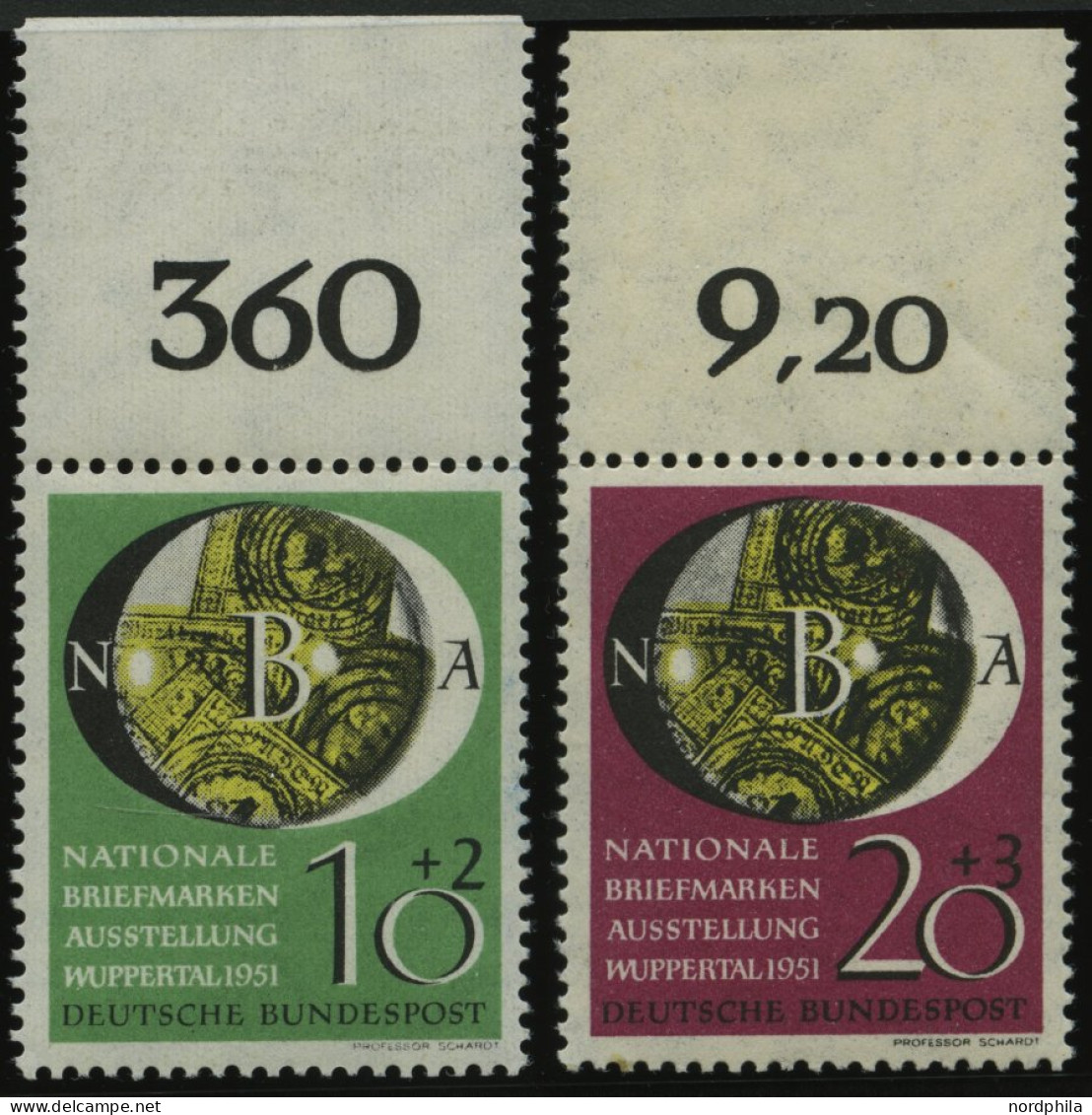 BUNDESREPUBLIK 141/2 , 1951, NBA Vom Oberrand, Pracht, Mi. (90.-) - Unused Stamps