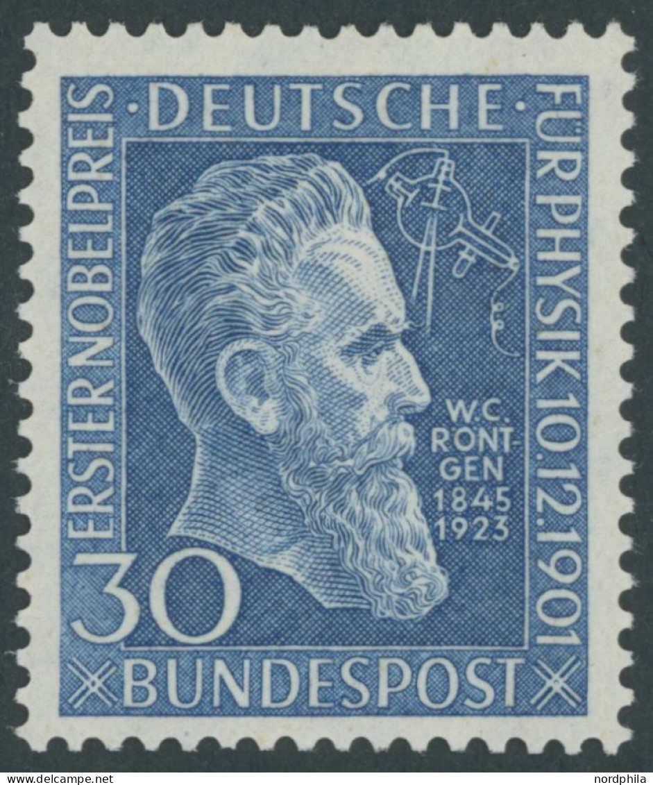 BUNDESREPUBLIK 147 , 1951, 30 Pf. Röntgen, Postfrisch, Pracht, Mi. 80.- - Ungebraucht