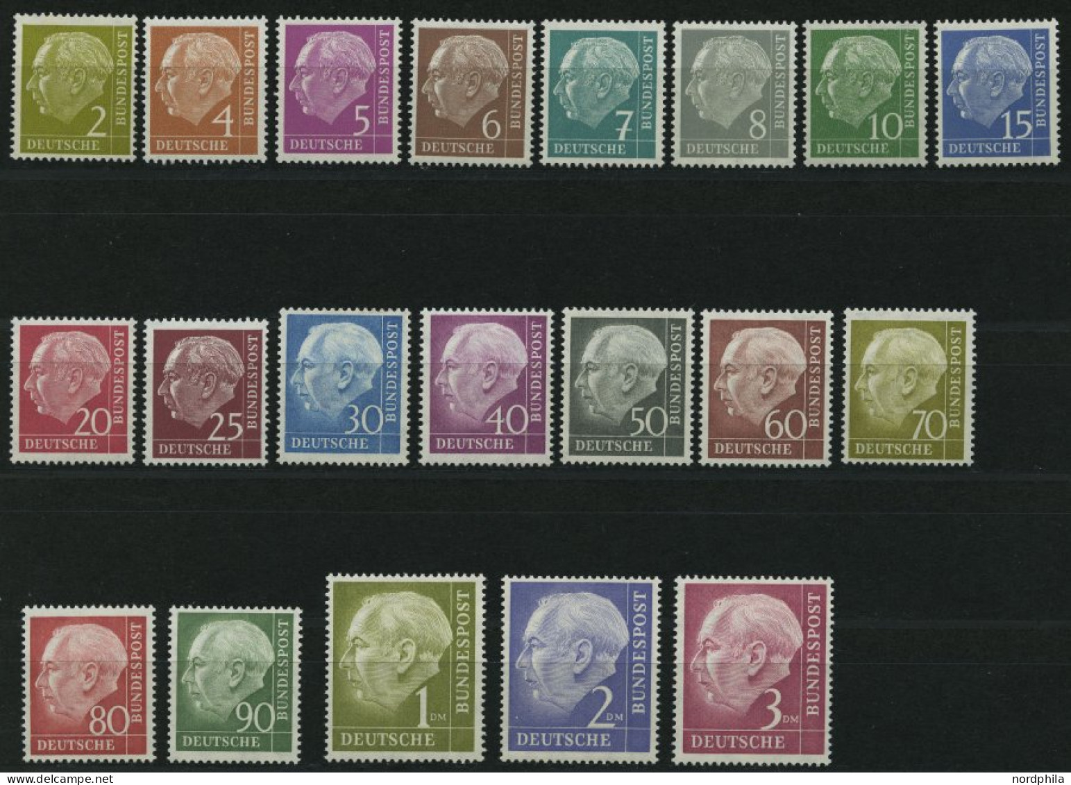 BUNDESREPUBLIK 177-96 , 1954, Heuß, Prachtsatz, Mi. 280.- - Unused Stamps