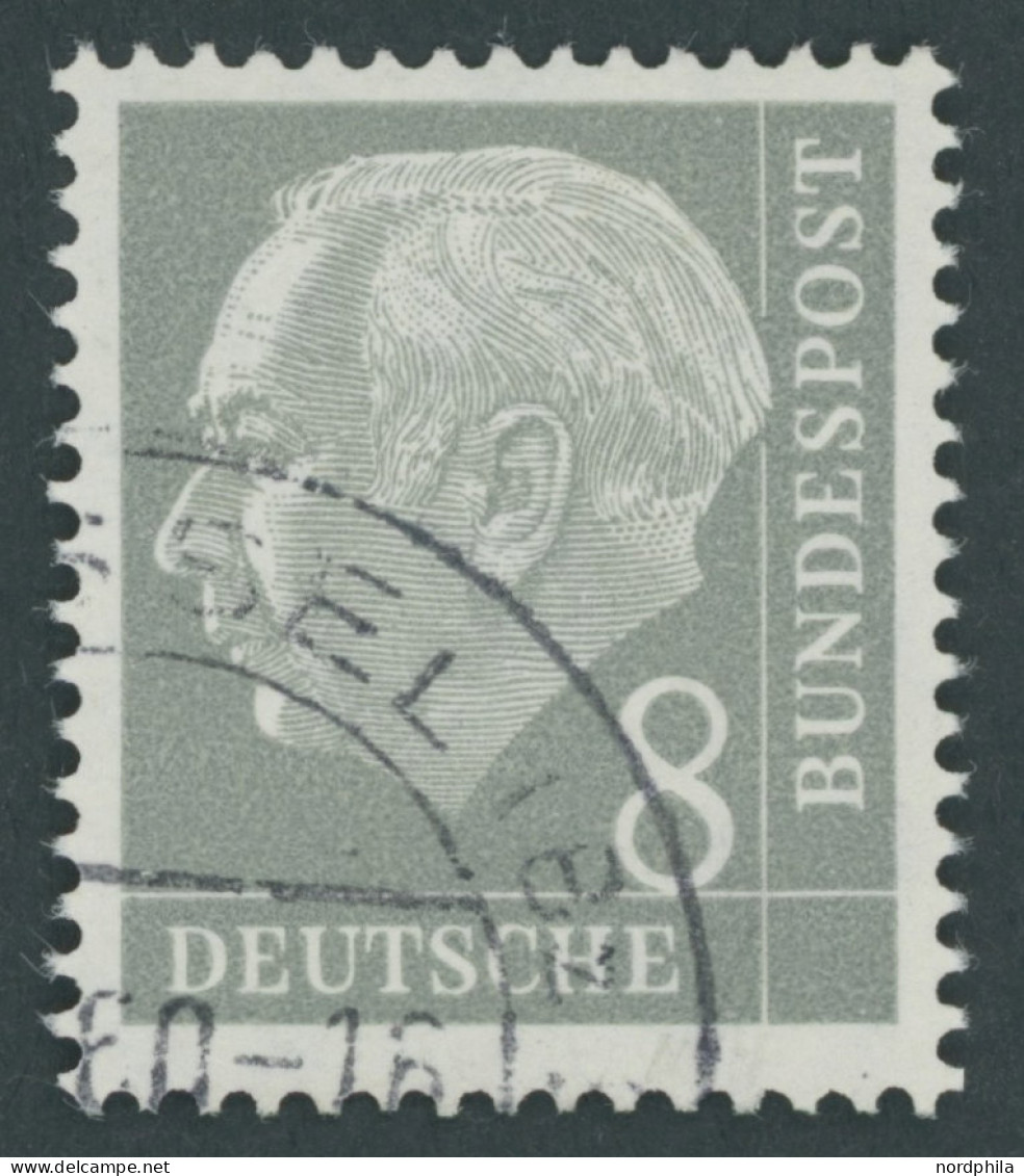 BUNDESREPUBLIK 182Y O, 1960, 8 Pf. Heuss Wz. Liegend, Nachauflage, Pracht, Gepr. D. Schlegel, Mi. 150.- - Gebruikt